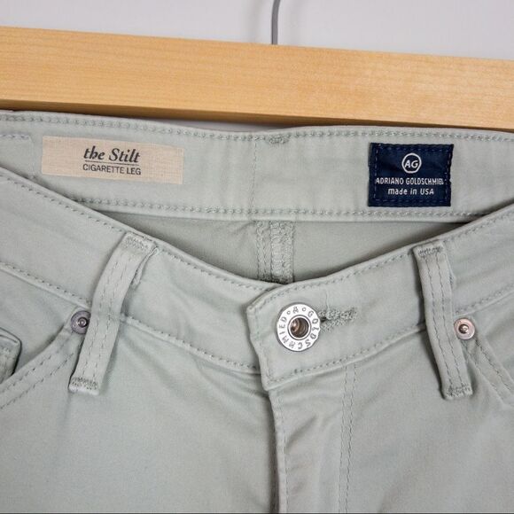 AG Adriano Goldschmied The Stilt Cigarette Jeans Mint Green Size 25 Low Rise - Picture 5 of 11